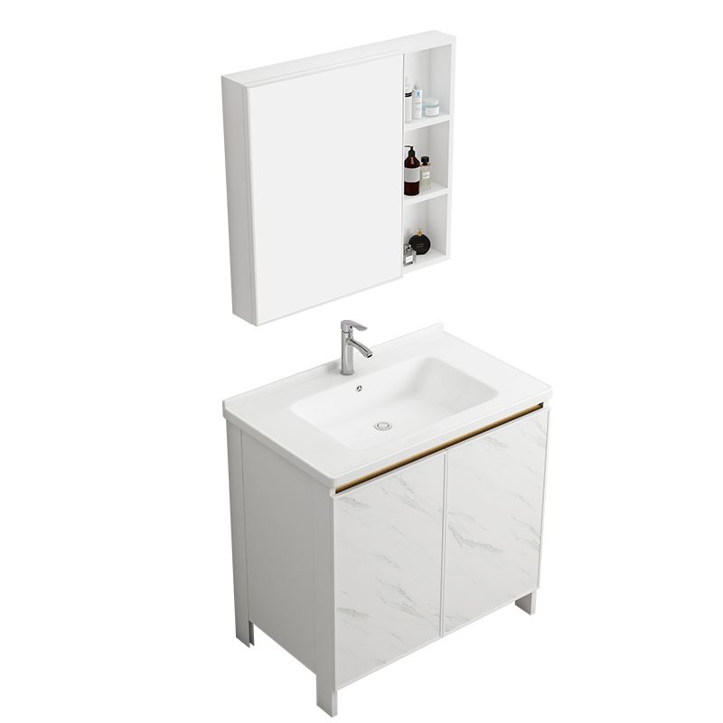 Modern White Metal Base Vanity Single Freestanding Rectangular Sink Vanity Clearhalo 'Bathroom Remodel & Bathroom Fixtures' 'Bathroom Vanities' 'bathroom_vanities' 'Home Improvement' 'home_improvement' 'home_improvement_bathroom_vanities' 1200x1200_896f4d29-b62c-4819-8c3c-16ee1d5ffd09