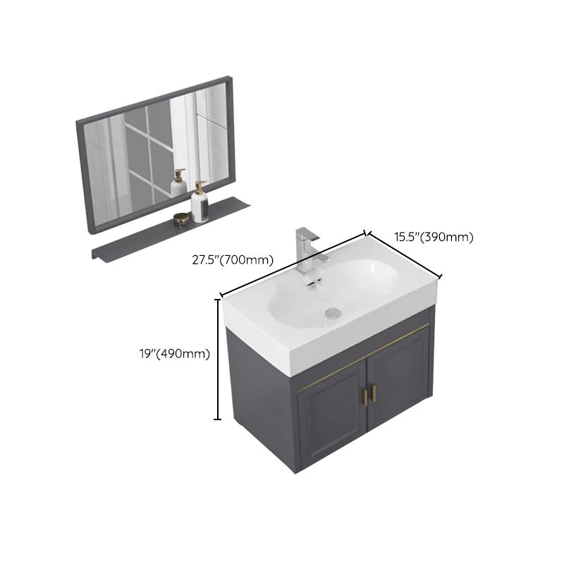 Modern Single Bath Vanity Wall Mount Ceramic Top Bathroom Vanity Clearhalo 'Bathroom Remodel & Bathroom Fixtures' 'Bathroom Vanities' 'bathroom_vanities' 'Home Improvement' 'home_improvement' 'home_improvement_bathroom_vanities' 1200x1200_8974d67c-3d88-43d2-b1b5-deffc06c03cb