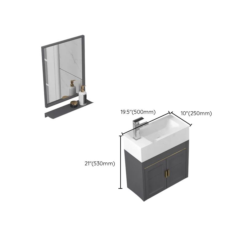 Modern Single Bath Vanity Wall Mount Ceramic Top Bathroom Vanity Clearhalo 'Bathroom Remodel & Bathroom Fixtures' 'Bathroom Vanities' 'bathroom_vanities' 'Home Improvement' 'home_improvement' 'home_improvement_bathroom_vanities' 1200x1200_8997fe5d-0a11-4622-b102-b0a5192094a7