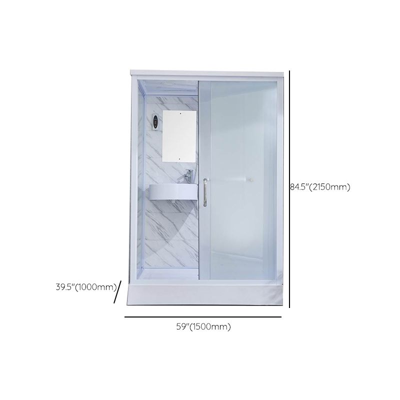 Single Sliding Tempered Glass Shower Stall Rectangle Frosted Shower Kit Clearhalo 'Bathroom Remodel & Bathroom Fixtures' 'Home Improvement' 'home_improvement' 'home_improvement_shower_stalls_enclosures' 'Shower Stalls & Enclosures' 'shower_stalls_enclosures' 'Showers & Bathtubs' 1200x1200_89aef756-24e8-4f6e-8cf1-21d79da1f592