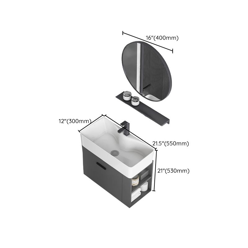 Modern Dark Gray Ceramic Vanity Single-Sink Wall Mount Vanity Sink Clearhalo 'Bathroom Remodel & Bathroom Fixtures' 'Bathroom Vanities' 'bathroom_vanities' 'Home Improvement' 'home_improvement' 'home_improvement_bathroom_vanities' 1200x1200_89b0e500-2d6a-4555-880d-2c79904bcb67