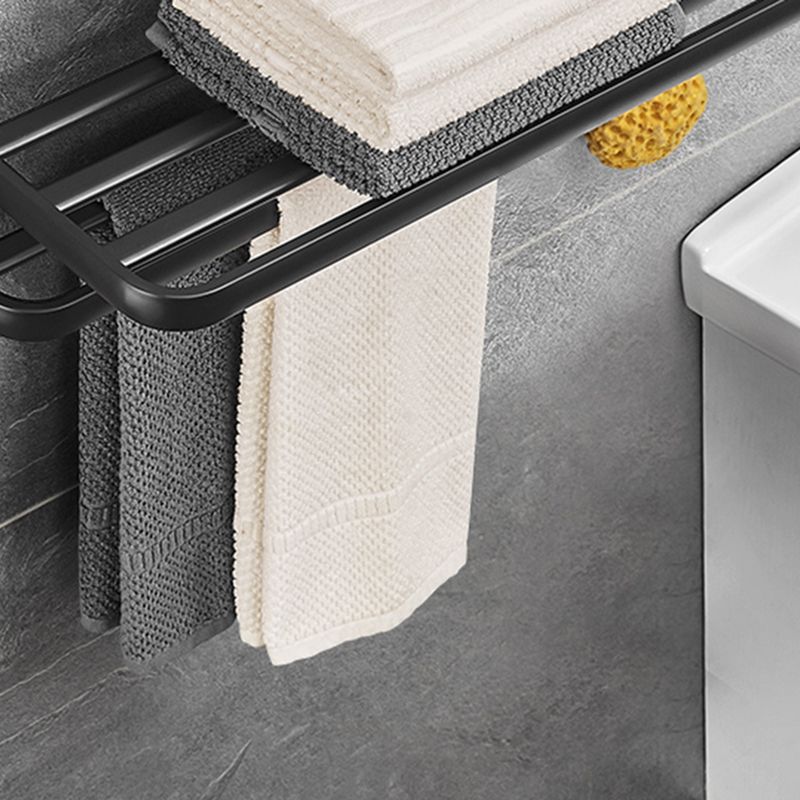 Matte Black 5-Piece Modern Bathroom Accessory Set with Bath Shelf/Tower Bar & Paper Holder Clearhalo 'Bathroom Hardware Sets' 'Bathroom Hardware' 'Bathroom Remodel & Bathroom Fixtures' 'bathroom_hardware_sets' 'Home Improvement' 'home_improvement' 'home_improvement_bathroom_hardware_sets' 1200x1200_89b4d0fe-d459-401e-af1f-172d3d0deeda