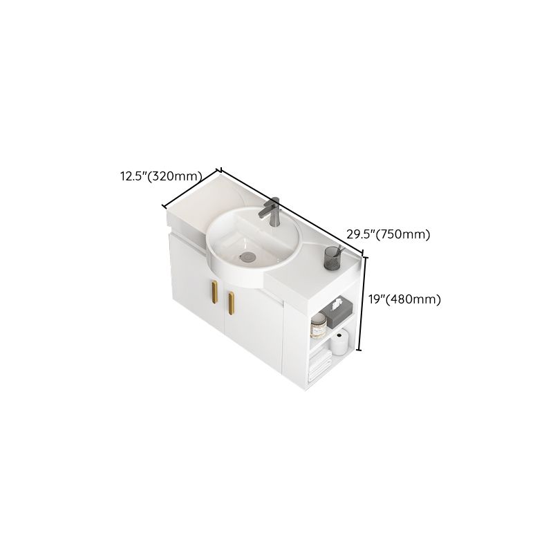 Single Sink Glam Bathroom Vanity White Ceramic Round Wall Mount Vanity Set Clearhalo 'Bathroom Remodel & Bathroom Fixtures' 'Bathroom Vanities' 'bathroom_vanities' 'Home Improvement' 'home_improvement' 'home_improvement_bathroom_vanities' 1200x1200_89dcfb69-0b43-44f9-9511-b89798457711