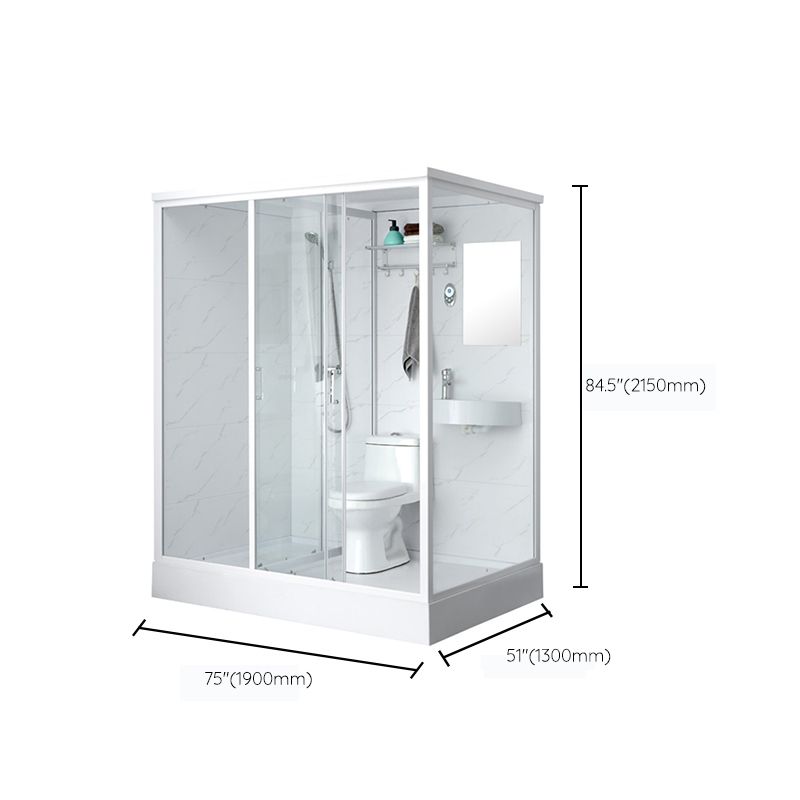 One Piece Tempered Glass Single Sliding Shower Enclosure White Frame Shower Enclosure Clearhalo 'Bathroom Remodel & Bathroom Fixtures' 'Home Improvement' 'home_improvement' 'home_improvement_shower_stalls_enclosures' 'Shower Stalls & Enclosures' 'shower_stalls_enclosures' 'Showers & Bathtubs' 1200x1200_89ef04e1-3624-4ae0-8fcd-0a2688bbd5eb