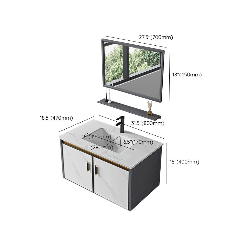 Sink Vanity Wall Mounted Mirror Drawers Ceramic Bathroom Vanity with Faucet Clearhalo 'Bathroom Remodel & Bathroom Fixtures' 'Bathroom Vanities' 'bathroom_vanities' 'Home Improvement' 'home_improvement' 'home_improvement_bathroom_vanities' 1200x1200_8a2dffcc-b8ed-4f5c-8d2a-a91d4ed4c187