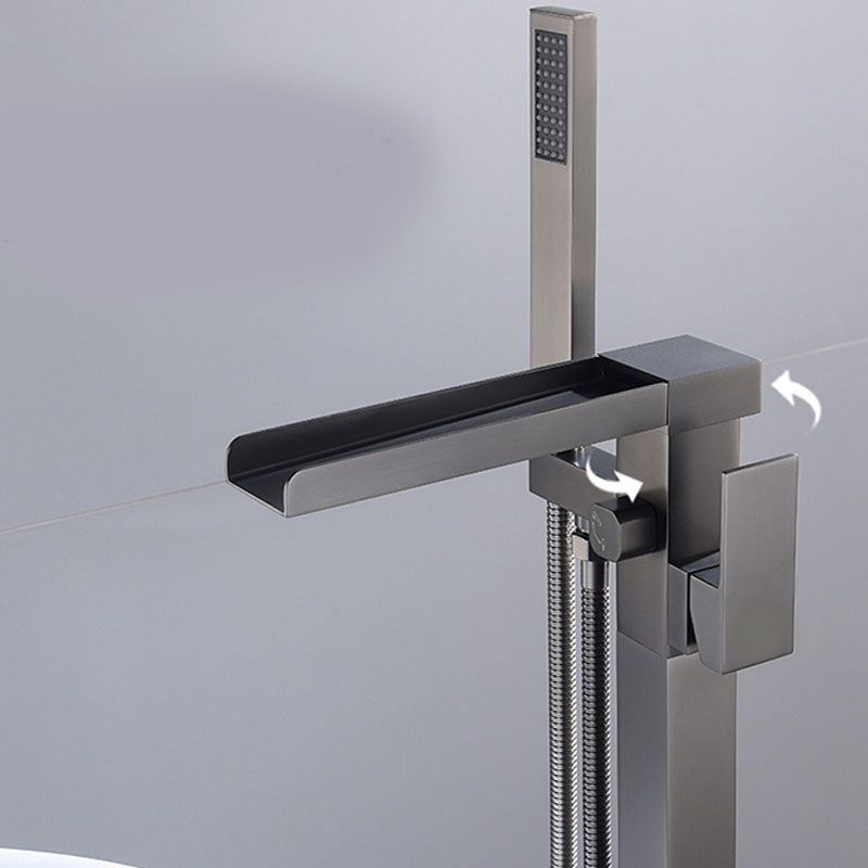 Modern Brass Freestanding Bathtub Faucet with Hose Bathtub Faucet Clearhalo 'Bathroom Remodel & Bathroom Fixtures' 'Bathtub Faucets' 'bathtub_faucets' 'Home Improvement' 'home_improvement' 'home_improvement_bathtub_faucets' 1200x1200_8a3a9b88-cd4c-4ff5-a763-1ea84883d957