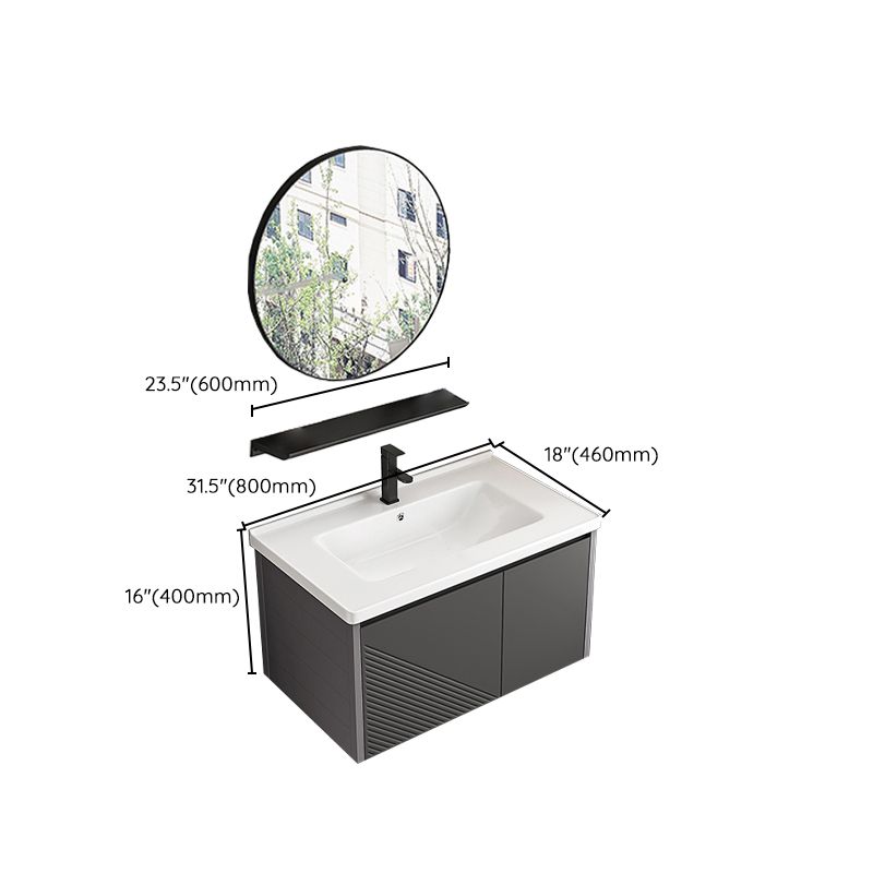 Modern Gray Metal Base Vanity Single-Sink Rectangular Wall Mount Vanity Set Clearhalo 'Bathroom Remodel & Bathroom Fixtures' 'Bathroom Vanities' 'bathroom_vanities' 'Home Improvement' 'home_improvement' 'home_improvement_bathroom_vanities' 1200x1200_8a45bb4c-d5c7-4456-bee2-9d818439e874