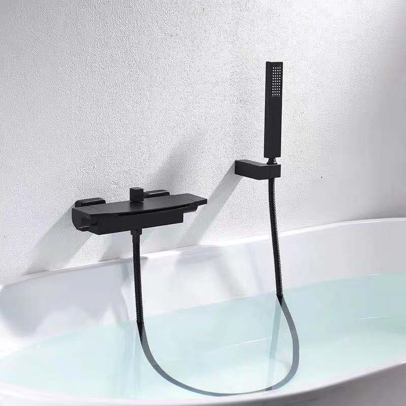 Wall Mounted Bath Faucet Solid Color Waterfall Bathroom Faucet Clearhalo 'Bathroom Remodel & Bathroom Fixtures' 'Bathtub Faucets' 'bathtub_faucets' 'Home Improvement' 'home_improvement' 'home_improvement_bathtub_faucets' 1200x1200_8a4a4c0d-e6bd-4b4b-a9cd-c7dd689a723b