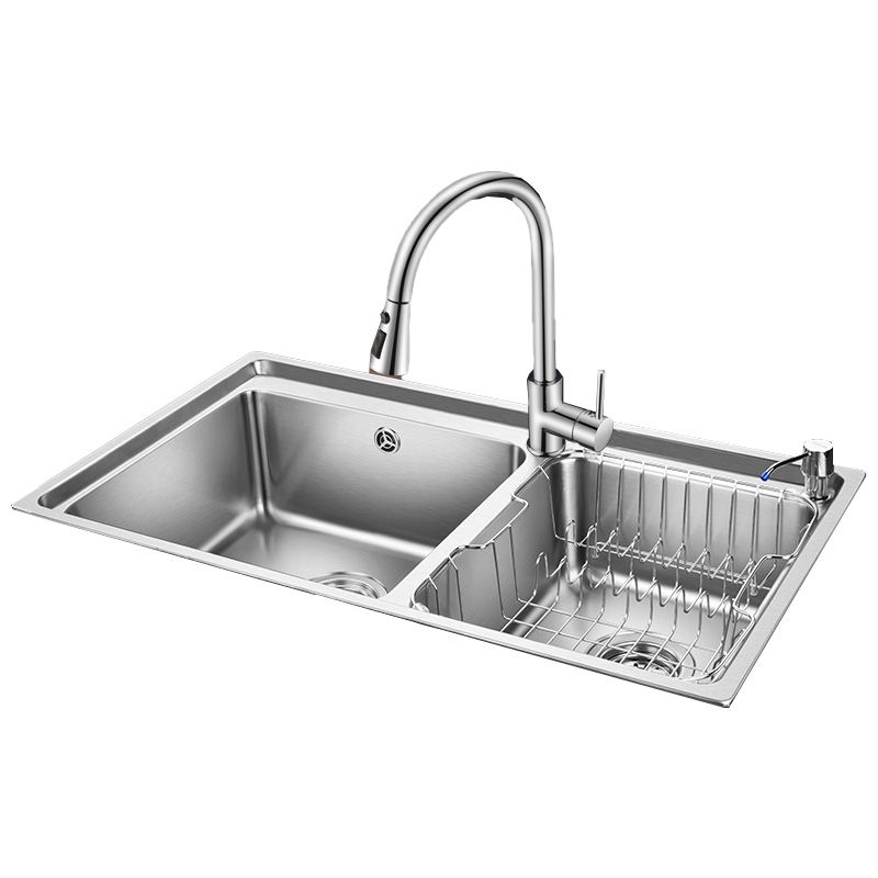 Stainless Steel Kitchen Sink Overflow Hole Design Kitchen Double Sink Clearhalo 'Home Improvement' 'home_improvement' 'home_improvement_kitchen_sinks' 'Kitchen Remodel & Kitchen Fixtures' 'Kitchen Sinks & Faucet Components' 'Kitchen Sinks' 'kitchen_sinks' 1200x1200_8a55e92a-7cb3-4774-a641-439763ed0c36