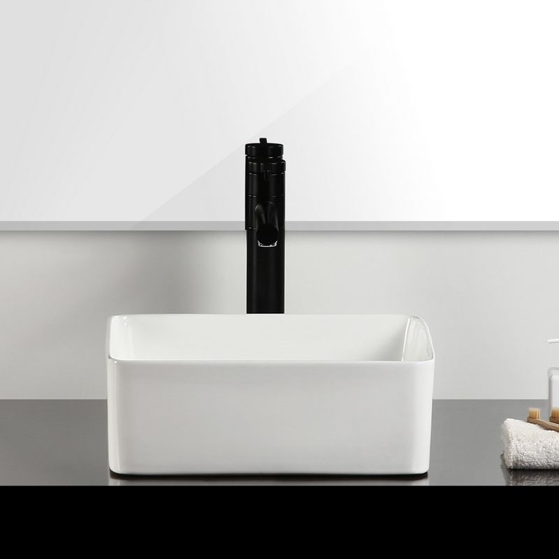 Bathroom Sink Ceramic White Square Black Faucet Bathroom Sink Clearhalo 'Bathroom Remodel & Bathroom Fixtures' 'Bathroom Sinks & Faucet Components' 'Bathroom Sinks' 'bathroom_sink' 'Home Improvement' 'home_improvement' 'home_improvement_bathroom_sink' 1200x1200_8a7b1f30-9d89-450e-8732-1cc106124ded