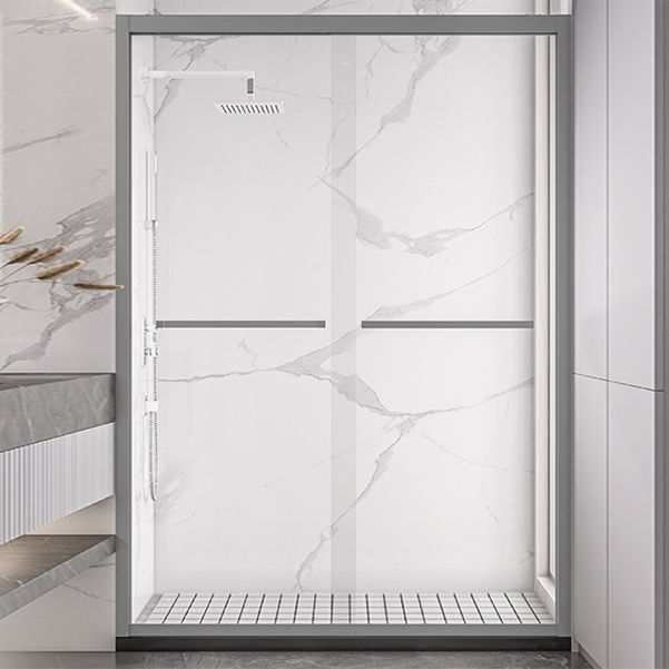 Semi Frameless Shower Door Tempered Double Sliding Shower Doors Clearhalo 'Bathroom Remodel & Bathroom Fixtures' 'Home Improvement' 'home_improvement' 'home_improvement_shower_tub_doors' 'Shower and Tub Doors' 'shower_tub_doors' 'Showers & Bathtubs' 1200x1200_8a80f677-6beb-4bf1-aa5c-f798b9fb4036
