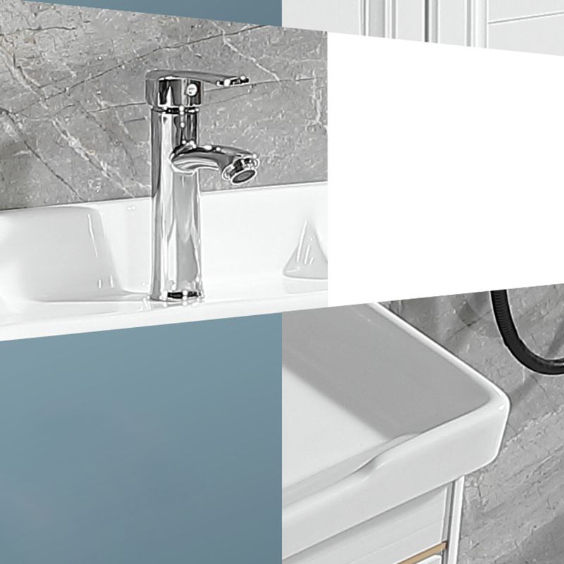 Metal Frame Vanity White 2 Doors Rectangular Single Sink Freestanding Bathroom Vanity Clearhalo 'Bathroom Remodel & Bathroom Fixtures' 'Bathroom Vanities' 'bathroom_vanities' 'Home Improvement' 'home_improvement' 'home_improvement_bathroom_vanities' 1200x1200_8a8955b3-ec23-4c1f-a12e-092440495f0d