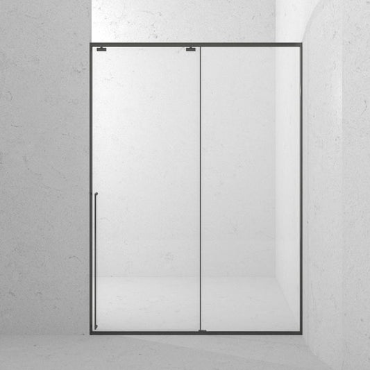 Gray Semi Frameless Narrow Bezel Single Sliding Glass Shower Door Clearhalo 'Bathroom Remodel & Bathroom Fixtures' 'Home Improvement' 'home_improvement' 'home_improvement_shower_tub_doors' 'Shower and Tub Doors' 'shower_tub_doors' 'Showers & Bathtubs' 1200x1200_8a8e8549-ca69-4d6f-9a9d-f27b6411047f