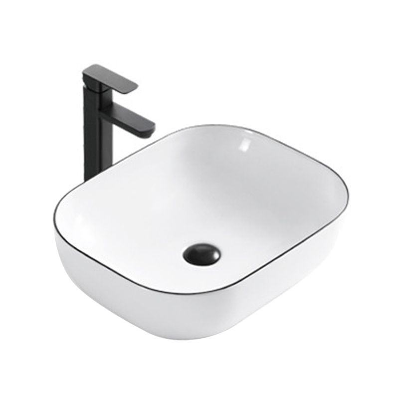 Modern Bathroom Sink Porcelain Rectangular with Overflow and Drain Assembly Basin Sink Clearhalo 'Bathroom Remodel & Bathroom Fixtures' 'Bathroom Sinks & Faucet Components' 'Bathroom Sinks' 'bathroom_sink' 'Home Improvement' 'home_improvement' 'home_improvement_bathroom_sink' 1200x1200_8aa23b80-9cac-4c6e-946d-0ada2215a4fd