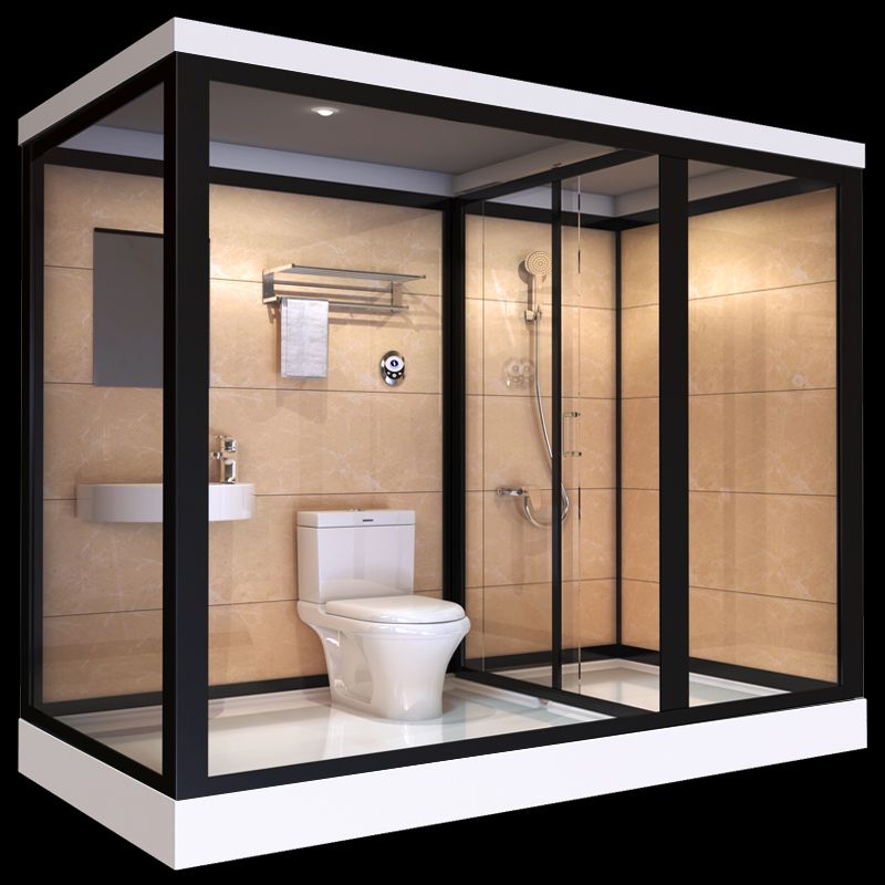 One Piece Tempered Glass Single Sliding Shower Enclosure White Frame Shower Enclosure Clearhalo 'Bathroom Remodel & Bathroom Fixtures' 'Home Improvement' 'home_improvement' 'home_improvement_shower_stalls_enclosures' 'Shower Stalls & Enclosures' 'shower_stalls_enclosures' 'Showers & Bathtubs' 1200x1200_8aabf389-e3af-40af-a9df-597a0af10a4a