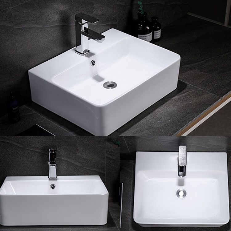 Contemporary Vessel Bathroom Sink Rectangular White Ceramic Overflow Drain Assembly Sink Clearhalo 'Bathroom Remodel & Bathroom Fixtures' 'Bathroom Sinks & Faucet Components' 'Bathroom Sinks' 'bathroom_sink' 'Home Improvement' 'home_improvement' 'home_improvement_bathroom_sink' 1200x1200_8ac1bcf8-fbd1-4dab-8ca8-8e3a1978ac23
