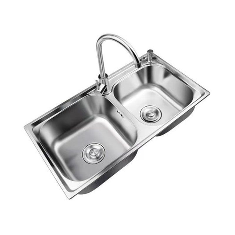 Classic Style Kitchen Sink Stainless Steel Kitchen Sink with Drain Strainer Kit Clearhalo 'Home Improvement' 'home_improvement' 'home_improvement_kitchen_sinks' 'Kitchen Remodel & Kitchen Fixtures' 'Kitchen Sinks & Faucet Components' 'Kitchen Sinks' 'kitchen_sinks' 1200x1200_8ad3f7e9-a6fe-43ba-be92-5d6fa9b9ad75