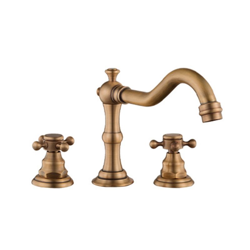 European Style Widespread Basin Faucet Brass 2 Handle Bathroom Vessel Faucet with Hoses Clearhalo 'Bathroom Remodel & Bathroom Fixtures' 'Bathroom Sink Faucets' 'Bathroom Sinks & Faucet Components' 'bathroom_sink_faucets' 'Home Improvement' 'home_improvement' 'home_improvement_bathroom_sink_faucets' 1200x1200_8add2eaa-947a-4e91-8791-25254c0cd3f1
