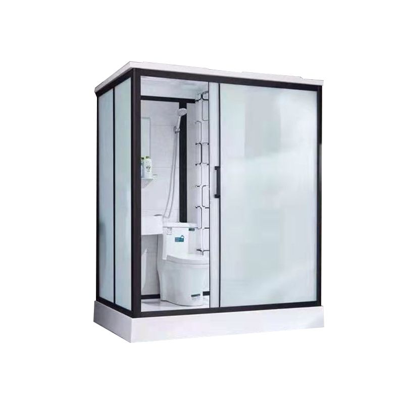 Framed Frosted Shower Kit Rectangle Matt Black Shower Stall with Base Included Clearhalo 'Bathroom Remodel & Bathroom Fixtures' 'Home Improvement' 'home_improvement' 'home_improvement_shower_stalls_enclosures' 'Shower Stalls & Enclosures' 'shower_stalls_enclosures' 'Showers & Bathtubs' 1200x1200_8addab86-d639-4465-b746-e4de64ebf504