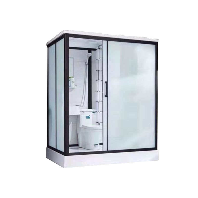 Framed Frosted Shower Kit Rectangle Matt Black Shower Stall with Base Included Clearhalo 'Bathroom Remodel & Bathroom Fixtures' 'Home Improvement' 'home_improvement' 'home_improvement_shower_stalls_enclosures' 'Shower Stalls & Enclosures' 'shower_stalls_enclosures' 'Showers & Bathtubs' 1200x1200_8addab86-d639-4465-b746-e4de64ebf504