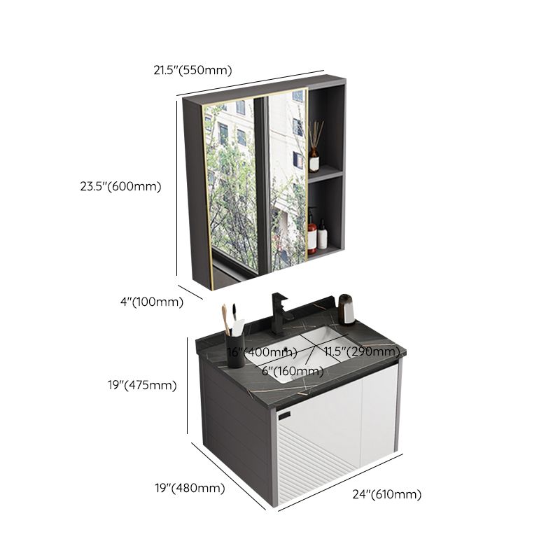 Modern Sink Vanity Set Wall Mounted Rectangular Sink Drawers Vanity Set Clearhalo 'Bathroom Remodel & Bathroom Fixtures' 'Bathroom Vanities' 'bathroom_vanities' 'Home Improvement' 'home_improvement' 'home_improvement_bathroom_vanities' 1200x1200_8ae582a2-f79f-4070-89cc-4d80139c6f5b