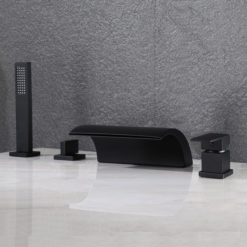 Deck-Mount Roman Tub Faucet Modern Style Roman Copper Tub Faucet Clearhalo 'Bathroom Remodel & Bathroom Fixtures' 'Bathtub Faucets' 'bathtub_faucets' 'Home Improvement' 'home_improvement' 'home_improvement_bathtub_faucets' 1200x1200_8ae7bc43-2e00-49bb-a575-f7c9d1f83708