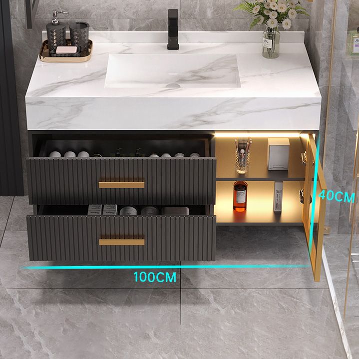 Modern Wall Mount Bathroom Vanity Set with Faucet Mirror Sink Clearhalo 'Bathroom Remodel & Bathroom Fixtures' 'Bathroom Vanities' 'bathroom_vanities' 'Home Improvement' 'home_improvement' 'home_improvement_bathroom_vanities' 1200x1200_8ae8989b-1ad5-49fb-b103-2e03c3c871f2