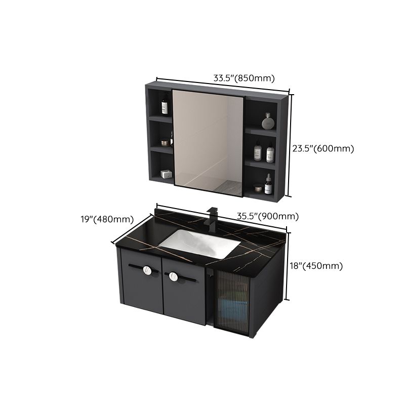 Rectangular Single Bathroom Vanity Modern Dark Gray Metal Base Vanity Set Clearhalo 'Bathroom Remodel & Bathroom Fixtures' 'Bathroom Vanities' 'bathroom_vanities' 'Home Improvement' 'home_improvement' 'home_improvement_bathroom_vanities' 1200x1200_8afb83b3-5269-4330-a9d5-6206754ba0a8