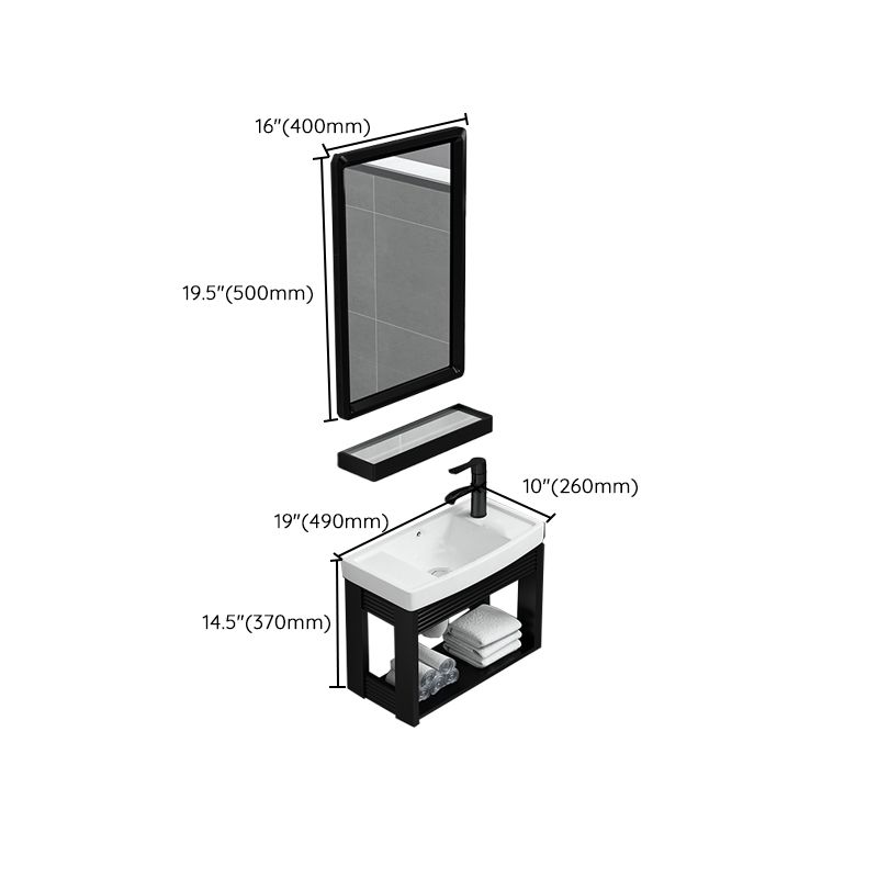 Black Bath Vanity Rectangular Single Sink Wall Mounted Metal Frame Bathroom Vanity Clearhalo 'Bathroom Remodel & Bathroom Fixtures' 'Bathroom Vanities' 'bathroom_vanities' 'Home Improvement' 'home_improvement' 'home_improvement_bathroom_vanities' 1200x1200_8afe82a9-8283-48c8-a936-1a5d4adc14f7