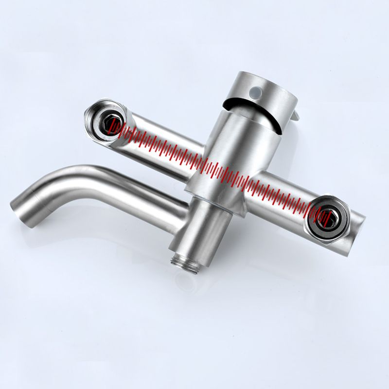 Modern Bathtub Faucet 304 Stainless Steel Swivel Spout Wall Mounted Tub Faucet Trim Clearhalo 'Bathroom Remodel & Bathroom Fixtures' 'Bathtub Faucets' 'bathtub_faucets' 'Home Improvement' 'home_improvement' 'home_improvement_bathtub_faucets' 1200x1200_8b0d63d3-2880-4fdf-bec2-f4b0bbd911fe