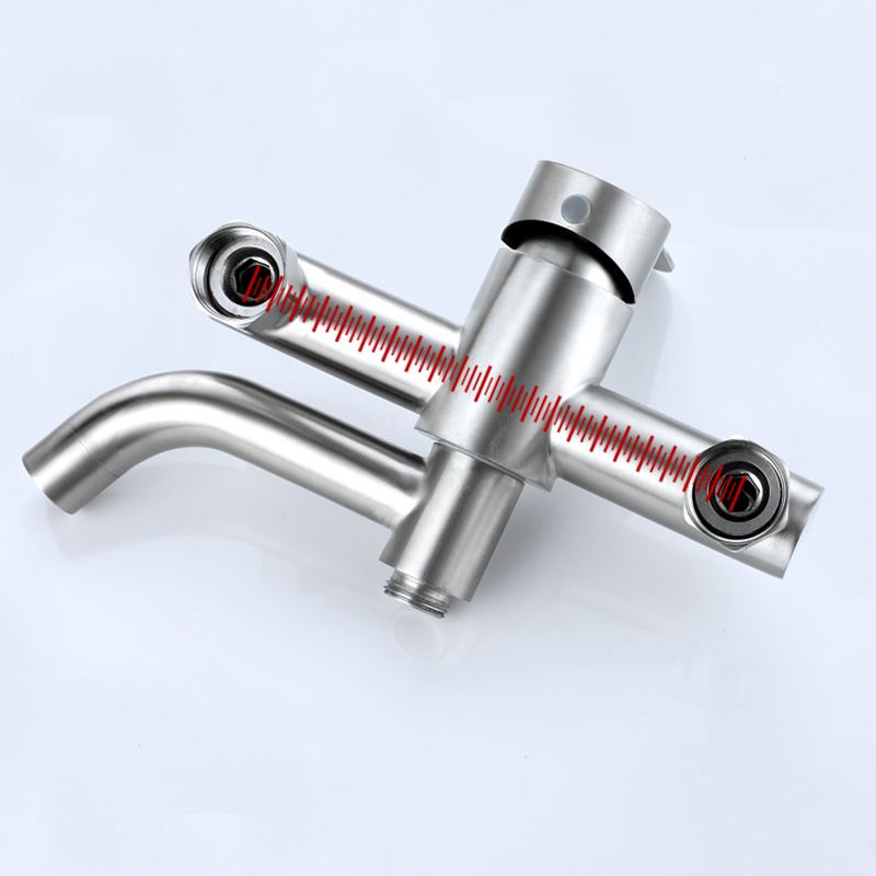 Modern Bathtub Faucet 304 Stainless Steel Swivel Spout Wall Mounted Tub Faucet Trim Clearhalo 'Bathroom Remodel & Bathroom Fixtures' 'Bathtub Faucets' 'bathtub_faucets' 'Home Improvement' 'home_improvement' 'home_improvement_bathtub_faucets' 1200x1200_8b0d63d3-2880-4fdf-bec2-f4b0bbd911fe