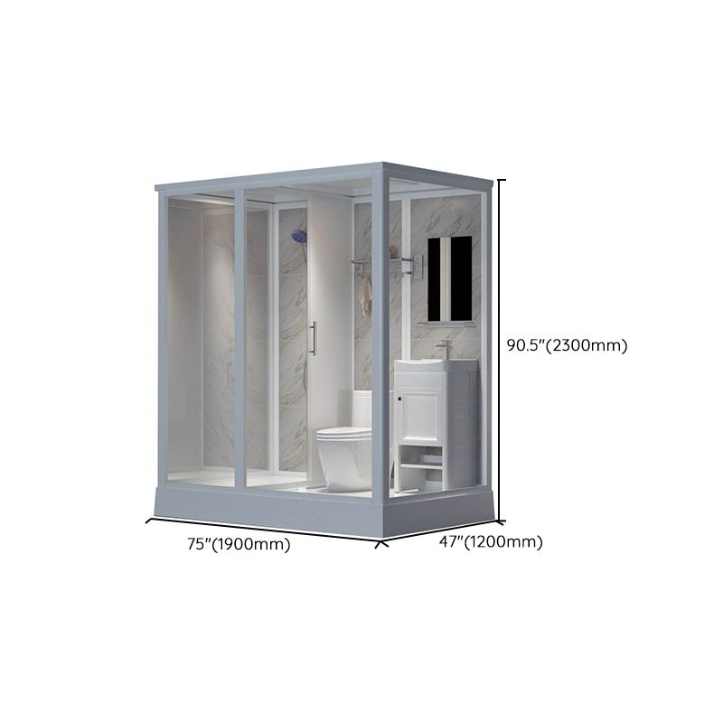 Framed White Shower Kit Corner Rectangle Frosted Shower Stall Clearhalo 'Bathroom Remodel & Bathroom Fixtures' 'Home Improvement' 'home_improvement' 'home_improvement_shower_stalls_enclosures' 'Shower Stalls & Enclosures' 'shower_stalls_enclosures' 'Showers & Bathtubs' 1200x1200_8b0dade5-18b8-46e1-8bbe-18994c0c2f5b