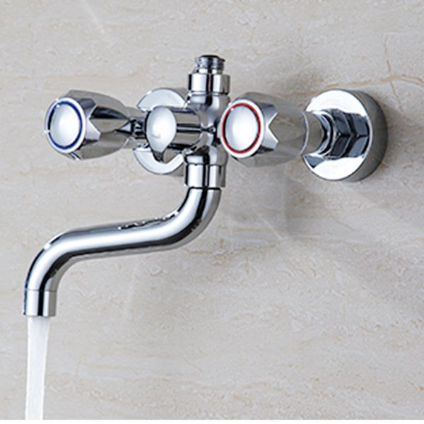 Chrome Bath Faucet Trim Wall Mounted Swivel Spout with Handheld Shower Clearhalo 'Bathroom Remodel & Bathroom Fixtures' 'Bathtub Faucets' 'bathtub_faucets' 'Home Improvement' 'home_improvement' 'home_improvement_bathtub_faucets' 1200x1200_8b11eac5-4bc0-419b-b60d-7a8d74c1f415