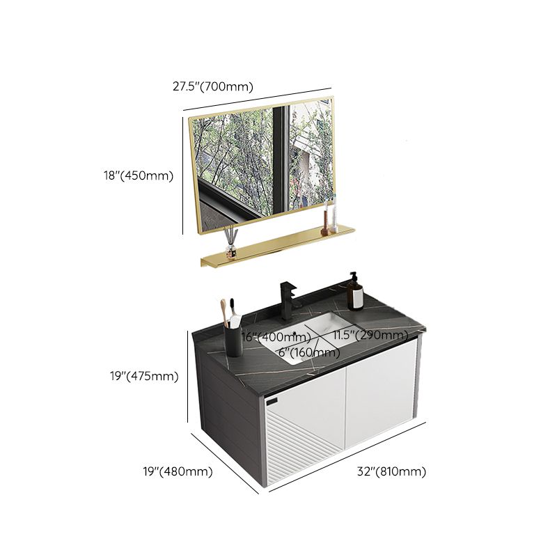 Modern Sink Vanity Set Wall Mounted Rectangular Sink Drawers Vanity Set Clearhalo 'Bathroom Remodel & Bathroom Fixtures' 'Bathroom Vanities' 'bathroom_vanities' 'Home Improvement' 'home_improvement' 'home_improvement_bathroom_vanities' 1200x1200_8b1f4925-60af-44d4-bfc7-0f9098c55ab1