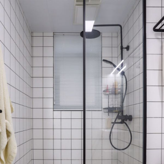 Black Full Frame Fixed Shower Screen Half Partition Shower Door Clearhalo 'Bathroom Remodel & Bathroom Fixtures' 'Home Improvement' 'home_improvement' 'home_improvement_shower_tub_doors' 'Shower and Tub Doors' 'shower_tub_doors' 'Showers & Bathtubs' 1200x1200_8b233cbe-c417-46ff-ace6-3240e4741b5d