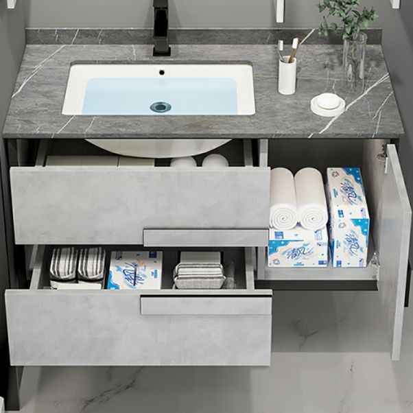 Modern Wall Mount Stone Bathroom Vanity Set with Doors Mirror Clearhalo 'Bathroom Remodel & Bathroom Fixtures' 'Bathroom Vanities' 'bathroom_vanities' 'Home Improvement' 'home_improvement' 'home_improvement_bathroom_vanities' 1200x1200_8b26494e-aab5-4f9e-bcee-24dea4948597