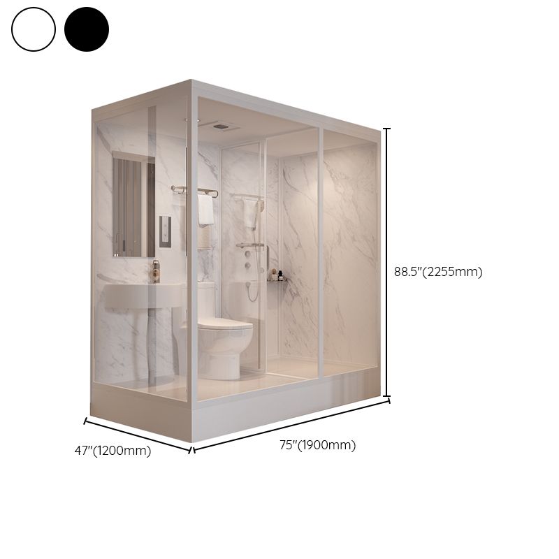 Shower Stall Semi-Frameless Single Sliding Black Rectangle Shower Stall Clearhalo 'Bathroom Remodel & Bathroom Fixtures' 'Home Improvement' 'home_improvement' 'home_improvement_shower_stalls_enclosures' 'Shower Stalls & Enclosures' 'shower_stalls_enclosures' 'Showers & Bathtubs' 1200x1200_8b336419-c1e8-492a-813d-6d952470f1e3