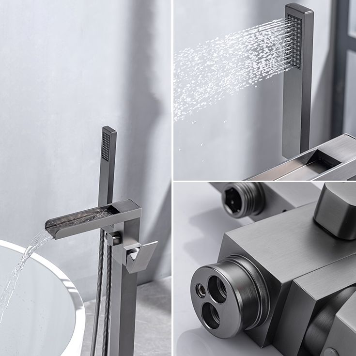 Floor Mounted Metal Freestanding Tub Filler Waterfall Freestanding Bathtub Faucet Clearhalo 'Bathroom Remodel & Bathroom Fixtures' 'Bathtub Faucets' 'bathtub_faucets' 'Home Improvement' 'home_improvement' 'home_improvement_bathtub_faucets' 1200x1200_8b3a356e-c5b1-464a-a43d-052afd55d980