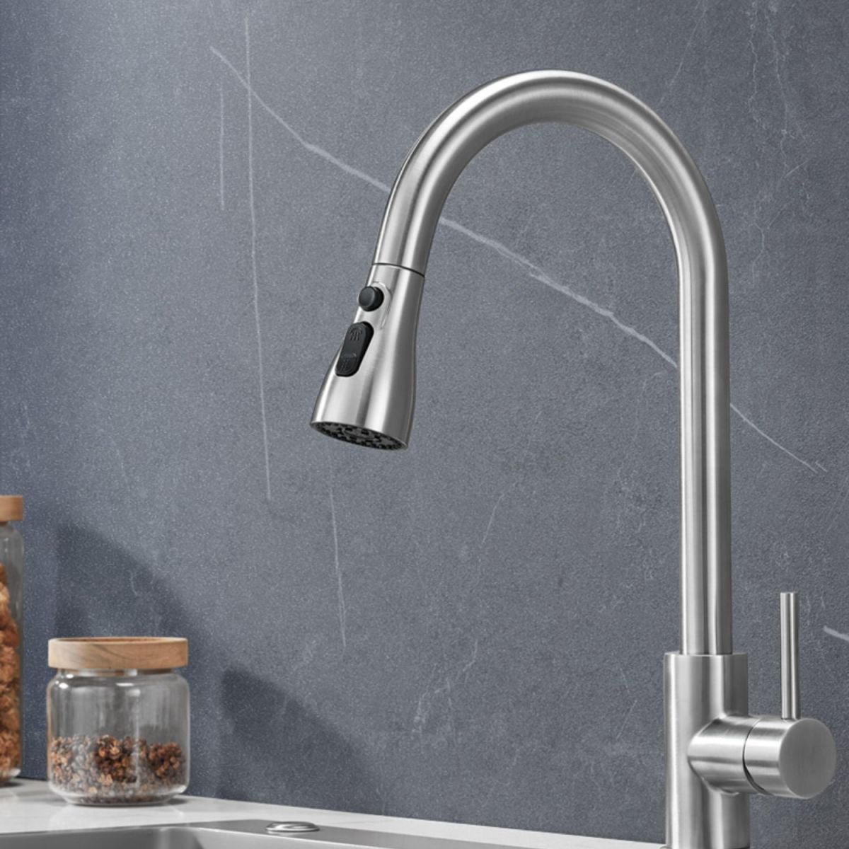 Modern Style Kitchen Faucet Lever Handle 304 Stainless Steel Kitchen Faucet Clearhalo 'Home Improvement' 'home_improvement' 'home_improvement_kitchen_faucets' 'Kitchen Faucets' 'Kitchen Remodel & Kitchen Fixtures' 'Kitchen Sinks & Faucet Components' 'kitchen_faucets' 1200x1200_8b40d8ea-f274-419c-b348-52df0aa32289