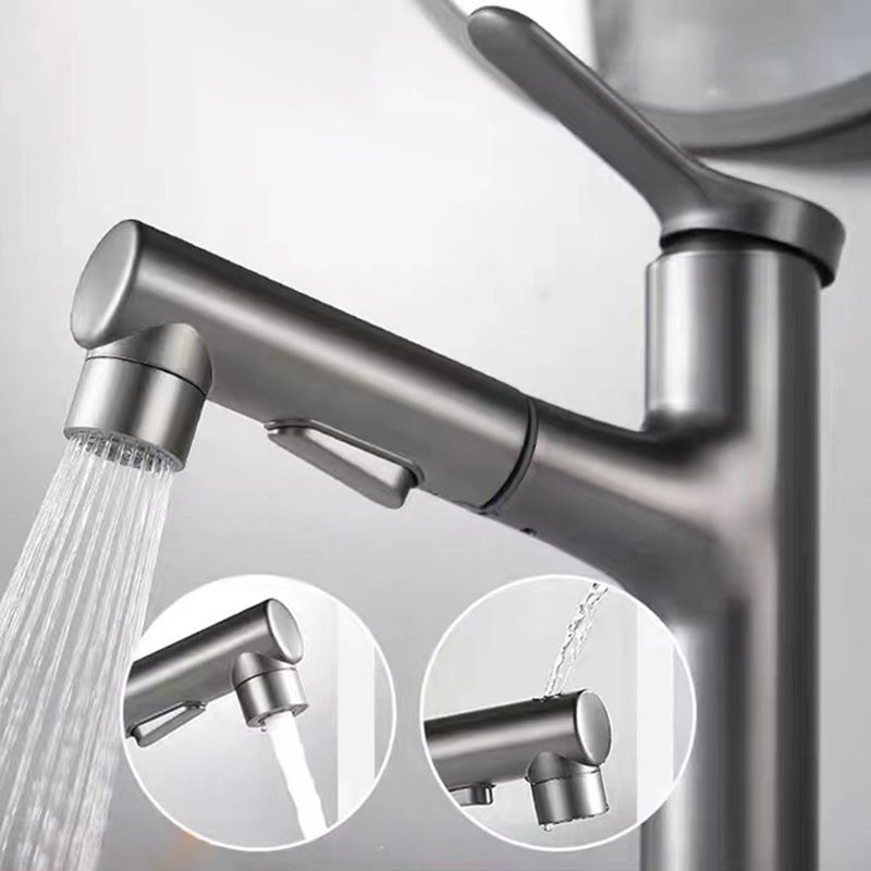 Modern Style Retractable Vessel Faucet Single-handle Low Arc Copper Vessel Faucet Clearhalo 'Bathroom Remodel & Bathroom Fixtures' 'Bathroom Sink Faucets' 'Bathroom Sinks & Faucet Components' 'bathroom_sink_faucets' 'Home Improvement' 'home_improvement' 'home_improvement_bathroom_sink_faucets' 1200x1200_8b6519f2-0c1b-4299-87c9-10fe2dcf4dc2