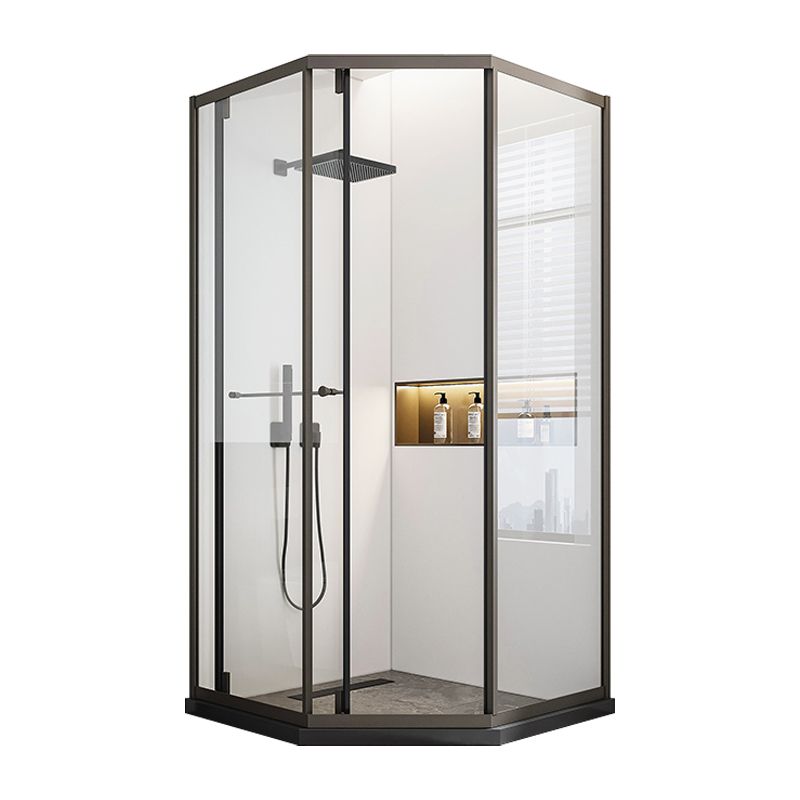 Contemporary Plain Shower Enclosure Neo-Angle Clear Semi-Frameless Shower Enclosure Clearhalo 'Bathroom Remodel & Bathroom Fixtures' 'Home Improvement' 'home_improvement' 'home_improvement_shower_stalls_enclosures' 'Shower Stalls & Enclosures' 'shower_stalls_enclosures' 'Showers & Bathtubs' 1200x1200_8b704d72-5458-4707-8a19-d163f39657b3