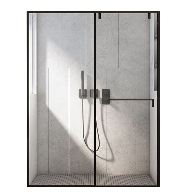 One-line Single-moving Shower Screen, Semi-frameless and Extremely Narrow Side Shower Door Clearhalo 'Bathroom Remodel & Bathroom Fixtures' 'Home Improvement' 'home_improvement' 'home_improvement_shower_tub_doors' 'Shower and Tub Doors' 'shower_tub_doors' 'Showers & Bathtubs' 1200x1200_8b8e5d6d-4b0f-41ca-95a2-1f564ac09660