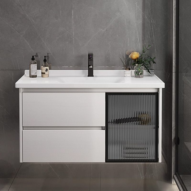 Fashionable Bathroom Sink Vanity Wall Mount Two Drawer Backsplash Included Clearhalo 'Bathroom Remodel & Bathroom Fixtures' 'Bathroom Vanities' 'bathroom_vanities' 'Home Improvement' 'home_improvement' 'home_improvement_bathroom_vanities' 1200x1200_8b9b87af-44bf-4a01-a635-ce4071bcb837