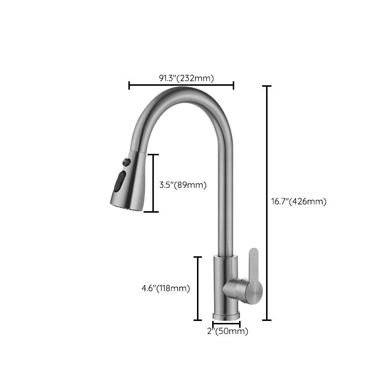 Contemporary 1-Handle Bar Faucet Pull down Sprayer Standard Kitchen Faucet Clearhalo 'Home Improvement' 'home_improvement' 'home_improvement_kitchen_faucets' 'Kitchen Faucets' 'Kitchen Remodel & Kitchen Fixtures' 'Kitchen Sinks & Faucet Components' 'kitchen_faucets' 1200x1200_8b9c508c-3f0d-4abf-b460-15ab944698ae