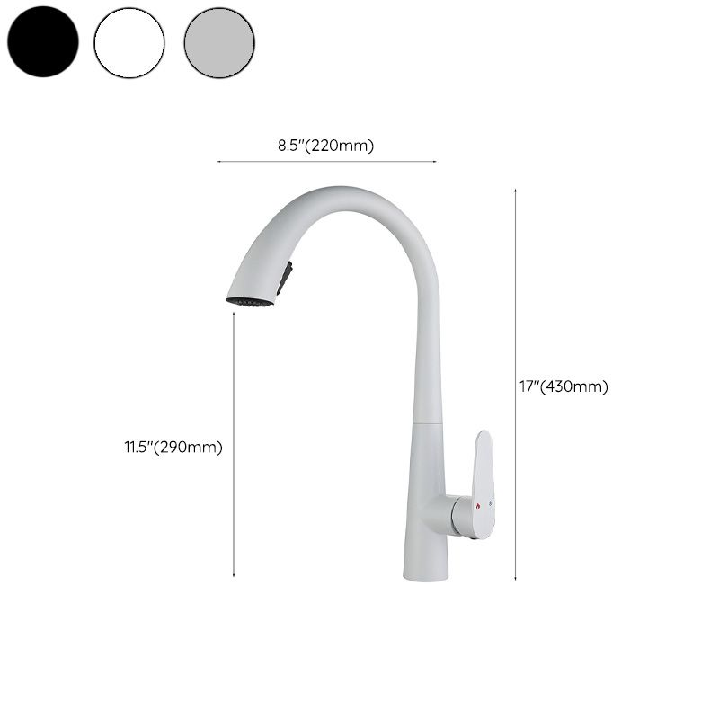 Contemporary High-Arc Kitchen Faucet Swivel Spout with Pull Down Sprayer Clearhalo 'Home Improvement' 'home_improvement' 'home_improvement_kitchen_faucets' 'Kitchen Faucets' 'Kitchen Remodel & Kitchen Fixtures' 'Kitchen Sinks & Faucet Components' 'kitchen_faucets' 1200x1200_8ba22527-dde8-4bfc-a8ae-07894771fb49