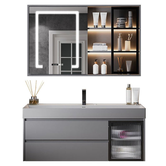 Contemporary Vanity Sink Wooden Wall-Mounted Bathroom Vanity Cabinet in Gray Clearhalo 'Bathroom Remodel & Bathroom Fixtures' 'Bathroom Vanities' 'bathroom_vanities' 'Home Improvement' 'home_improvement' 'home_improvement_bathroom_vanities' 1200x1200_8bafa254-efa6-484d-97d3-34986cdceb7c