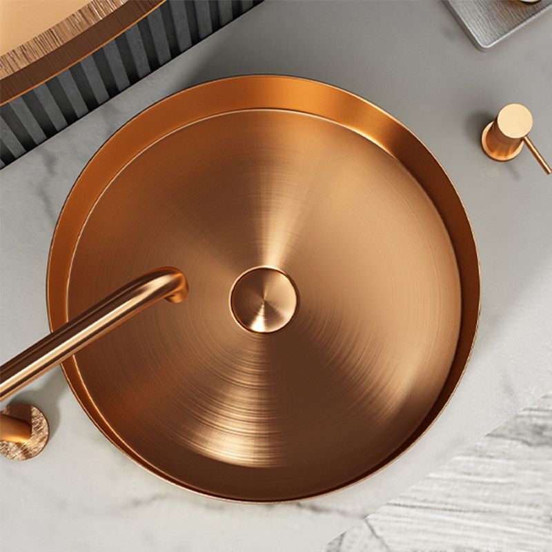 Modern Vessel Bathroom Sink Metal Round with Pop-Up Drain Wash Stand Clearhalo 'Bathroom Remodel & Bathroom Fixtures' 'Bathroom Sinks & Faucet Components' 'Bathroom Sinks' 'bathroom_sink' 'Home Improvement' 'home_improvement' 'home_improvement_bathroom_sink' 1200x1200_8bbe7c41-e3e3-4f56-965e-d8f7c9070d21