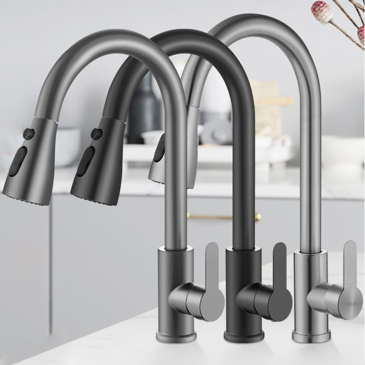 Contemporary 1-Handle Bar Faucet Pull down Sprayer Standard Kitchen Faucet Clearhalo 'Home Improvement' 'home_improvement' 'home_improvement_kitchen_faucets' 'Kitchen Faucets' 'Kitchen Remodel & Kitchen Fixtures' 'Kitchen Sinks & Faucet Components' 'kitchen_faucets' 1200x1200_8bcb98c0-5795-4213-9ae6-b87570f07410