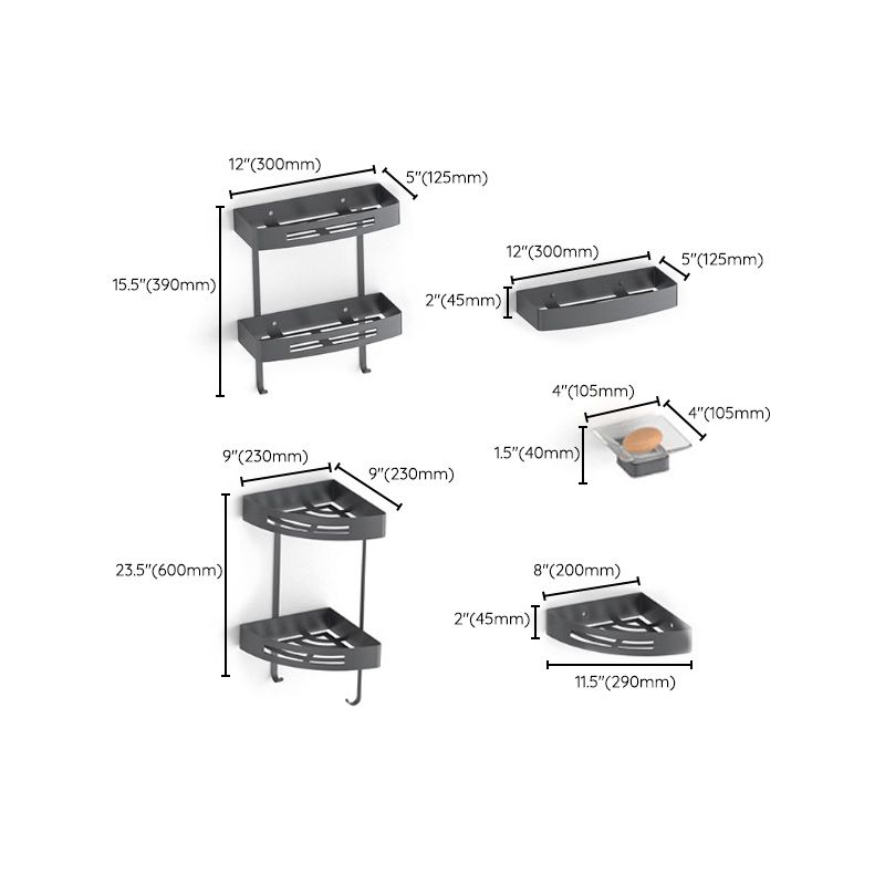 Gray Contemporary Bathroom Hardware Set Brushed Gray Bath Shelf/Paper Holder/Towel Bar Clearhalo 'Bathroom Hardware Sets' 'Bathroom Hardware' 'Bathroom Remodel & Bathroom Fixtures' 'bathroom_hardware_sets' 'Home Improvement' 'home_improvement' 'home_improvement_bathroom_hardware_sets' 1200x1200_8bcd4d5e-9044-4fcb-bb7a-68974eeea35f