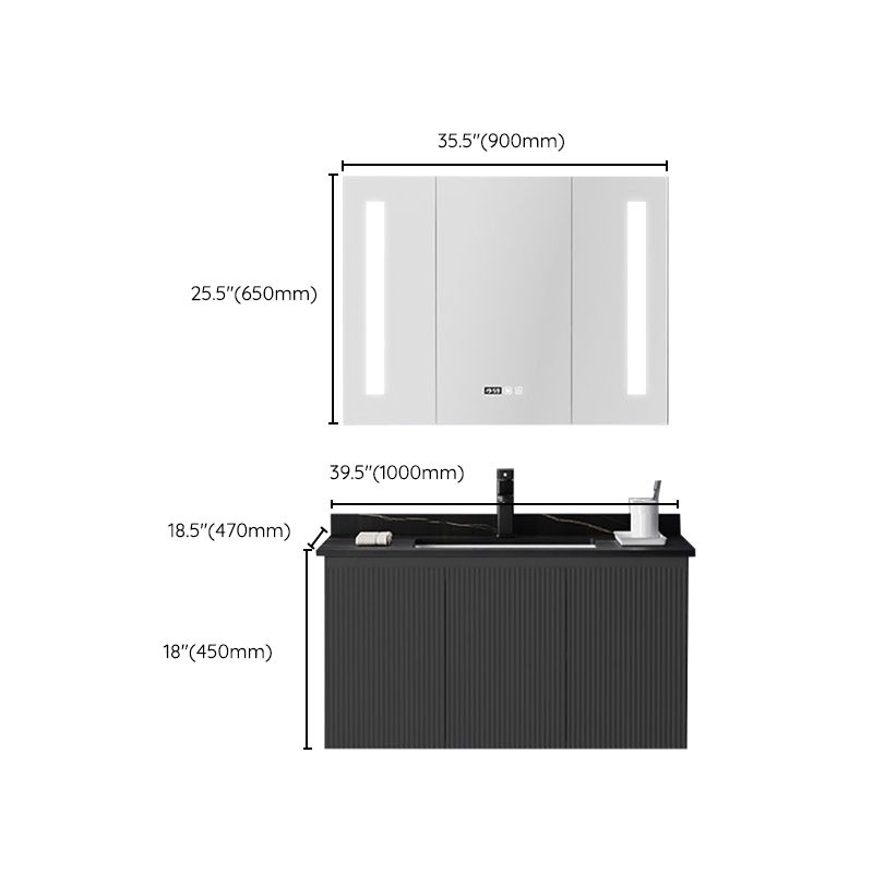 Contemporary Bathroom Sink Cabinet Wall-Mounted Mirror Cabinet Vanity Cabinet in Black Clearhalo 'Bathroom Remodel & Bathroom Fixtures' 'Bathroom Vanities' 'bathroom_vanities' 'Home Improvement' 'home_improvement' 'home_improvement_bathroom_vanities' 1200x1200_8bf02ca5-f922-401e-8c69-d62a9de0bd61